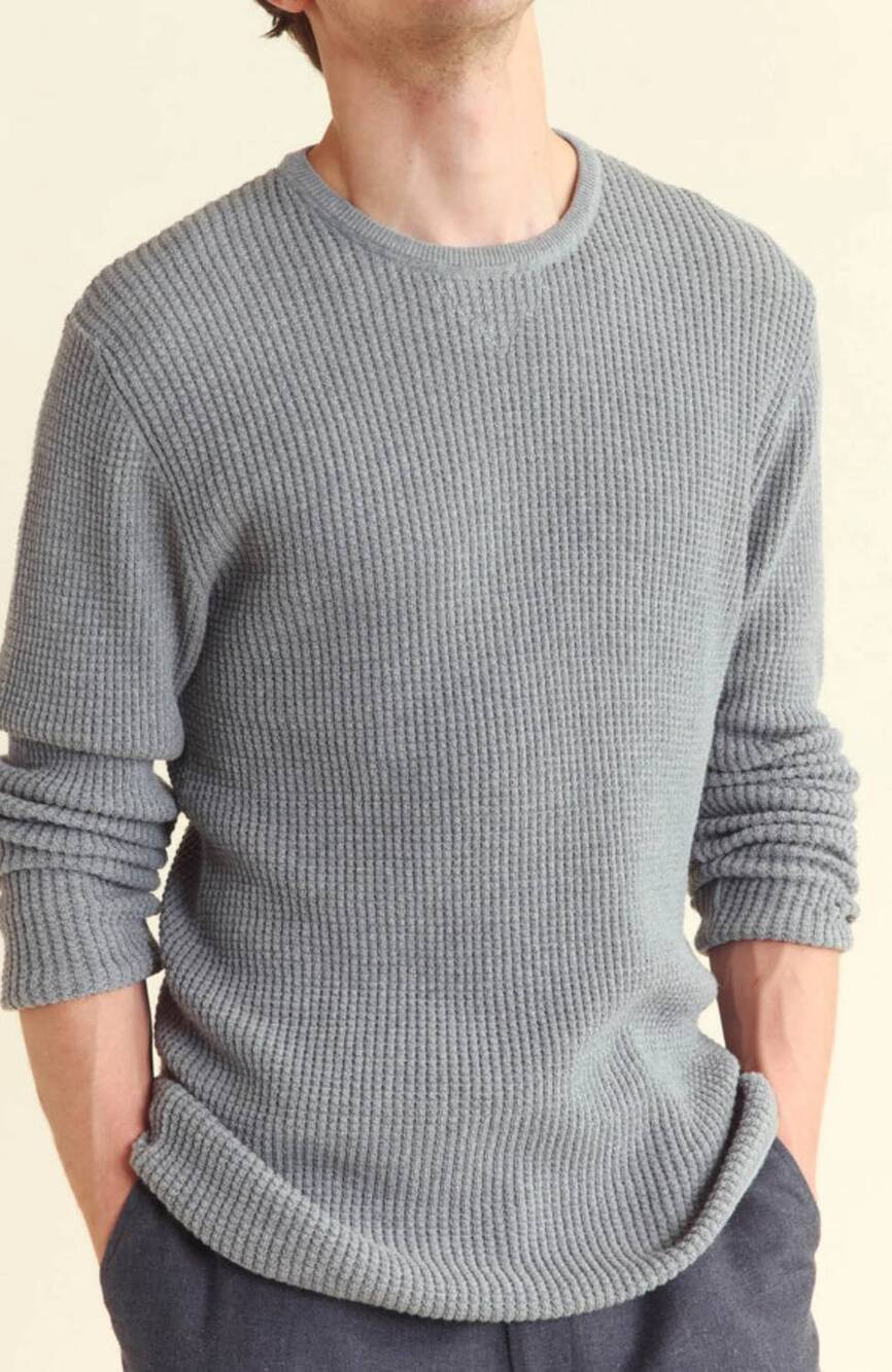 NEW BILLY REID mini waffle crew top in grey